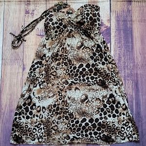 Animal Print Halter Swim Cover Up